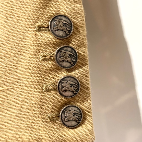 SALE  Burberry Linen Cotton Women Blazer, Size S-M, Cropped Jacket, Beige - Picture 3 of 7